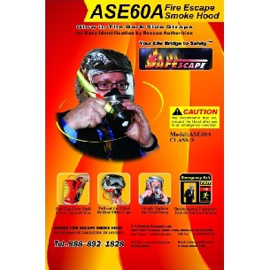 ASE60A 60 MINUTE LARGE HARD CASE FIRE ESCAPE SMOKE HOOD